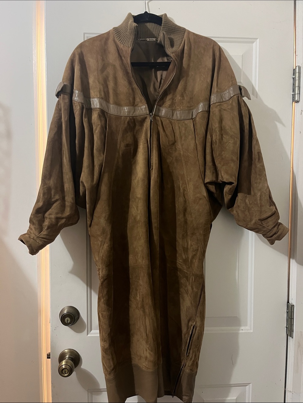 Vintage Brown Suede Zip-Front Women's dress